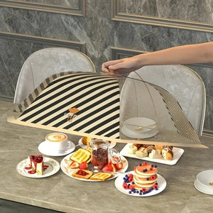 Foldable fly resistant lunch and table covers for food and vegetable leftovers