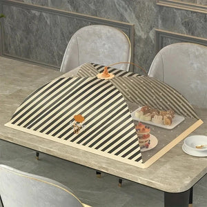 Foldable fly resistant lunch and table covers for food and vegetable leftovers