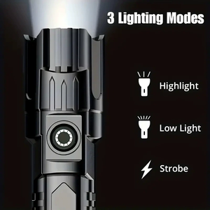 USB rechargeable flashlight with telescopic zoom and large floodlight