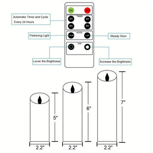 1pcs, Battery Operated LED Pillar Candles With Timer And Remote, Flickering LED Candles, Moving Flame, Ivory, For Home D