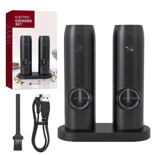 Rechargeable Electric Salt And Pepper Grinder Set With Charging Base Stainless Steel Automatic Salt Spice Grinder Pepper