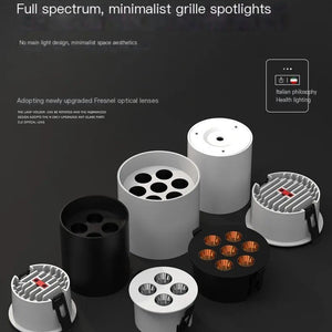 Full light source eye protection without main lamp LED surface mounted embedded grille spotlight painting downlight spot