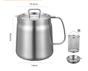 304 Stainless Steel Oil Jar With Drainer Basket