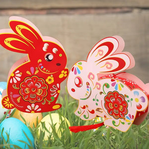 1pc Red Easter Rabbit Bunny Lantern, Handmade Lightweight Lantern, Bunny Lamp, Chinese Paper Lantern, Chinese New Year S