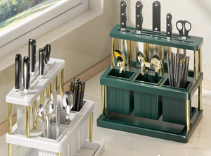 Light luxury kitchen countertop multifunctional chopsticks knife spoon storage light luxury plastic kitchenware drain ra