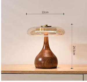 Medieval solid wood bedside table lamp for bedroom. Japanese-style vintage study glass table lamp.