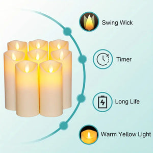 1pcs, Battery Operated LED Pillar Candles With Timer And Remote, Flickering LED Candles, Moving Flame, Ivory, For Home D