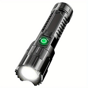 USB rechargeable flashlight with telescopic zoom and large floodlight