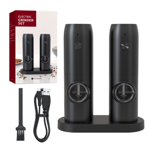 Rechargeable Electric Salt And Pepper Grinder Set With Charging Base Stainless Steel Automatic Salt Spice Grinder Pepper